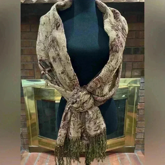 CHRISTOPHER & BANKS 2 PIECE PLUS SZ BEADED TAPESTRY VEST & SCARF SIZE 14X - Picture 15 of 16